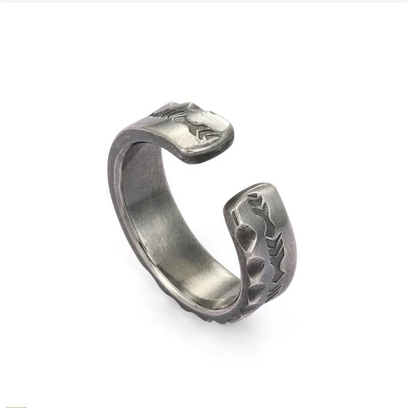 Jewelry × Vintage Retro Mysterious Lines Pattern Open Size Ring Size ONE SIZE - 5 Thumbnail