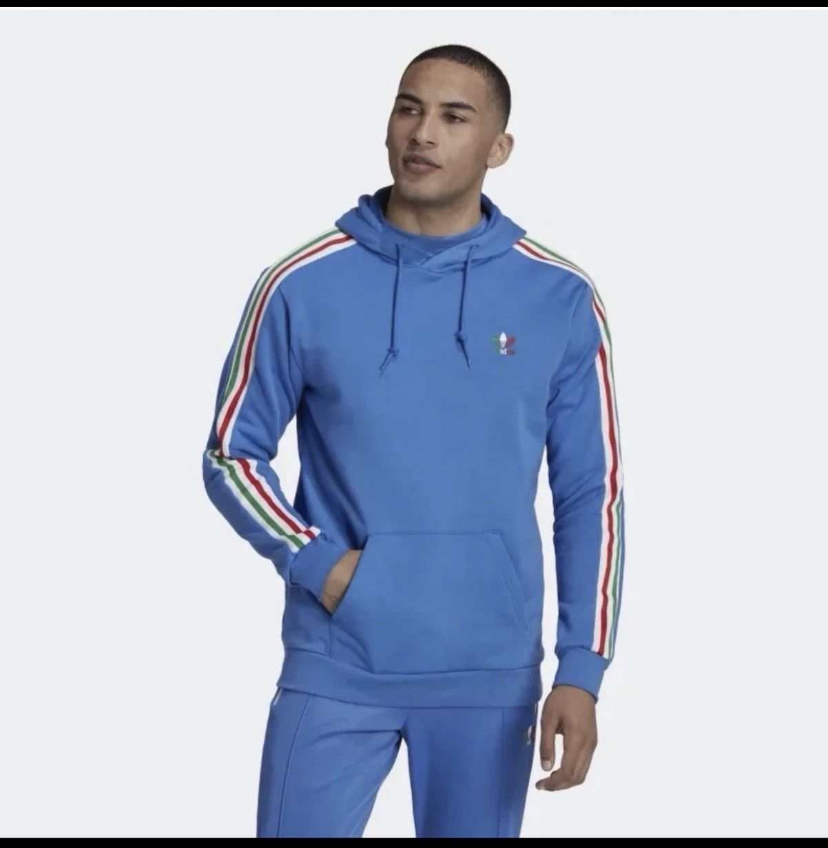 Adidas Adidas Italy 3 stripe hoodie Size US XL / EU 56 / 4 - 2 Thumbnail