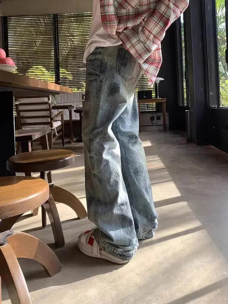 Japanese Brand Retro hip-hop straight leg loose washed jeans Size US 30 / EU 46 - 4 Thumbnail