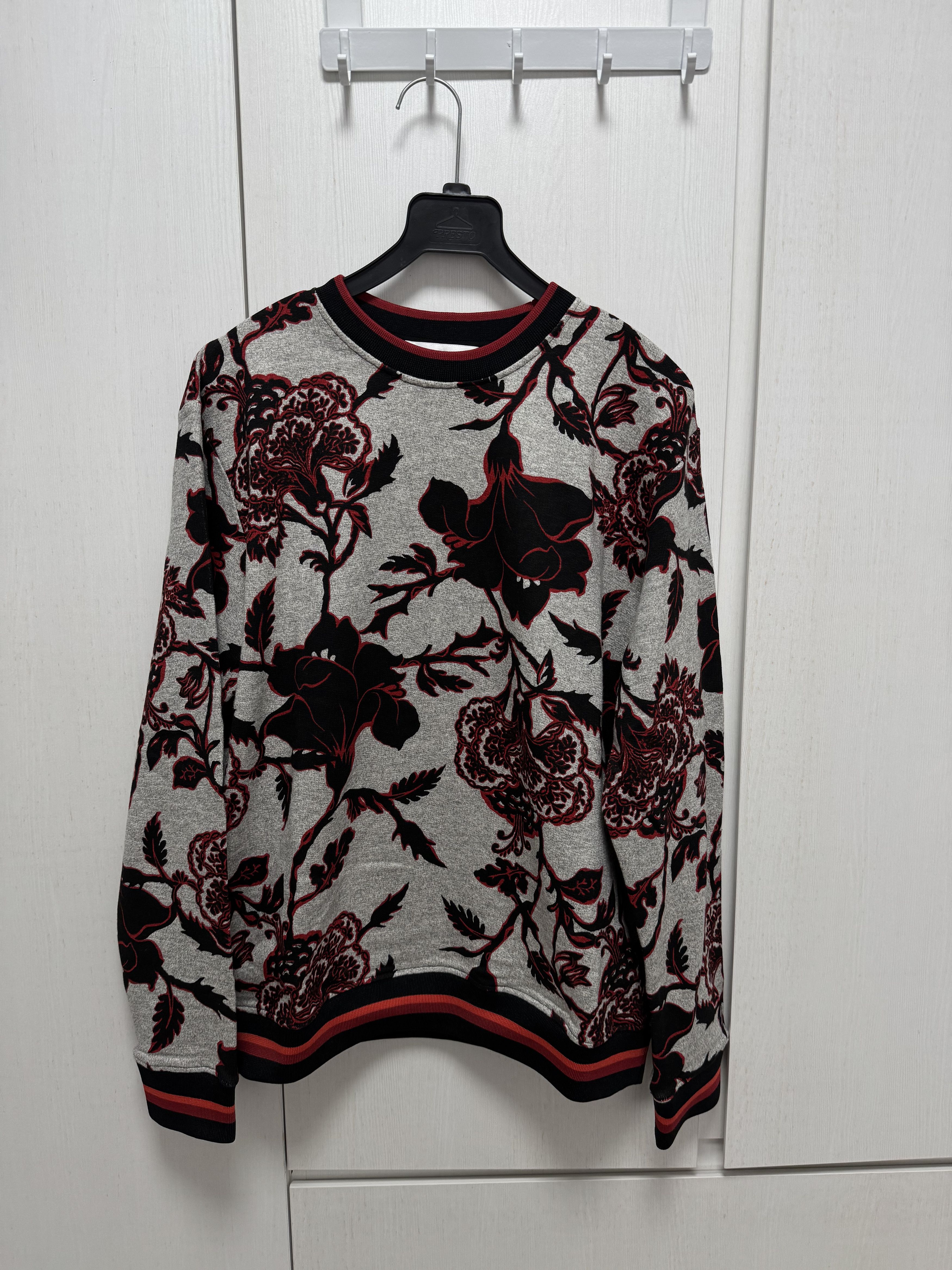 McQ Alexander McQueen Red Floral Grey Sweater Size US L / EU 52-54 / 3 - 1 Thumbnail