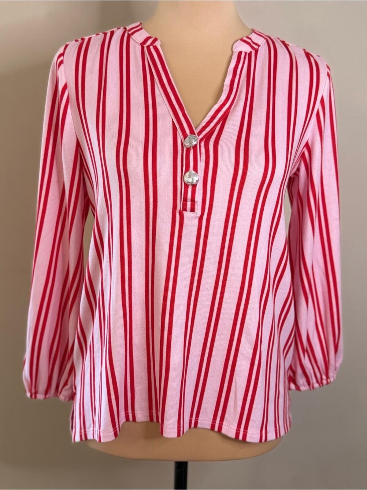 Other Alex & Parker top pink & red buttery soft striped SZ SM Size S / US 4 / IT 40 - 1 Thumbnail