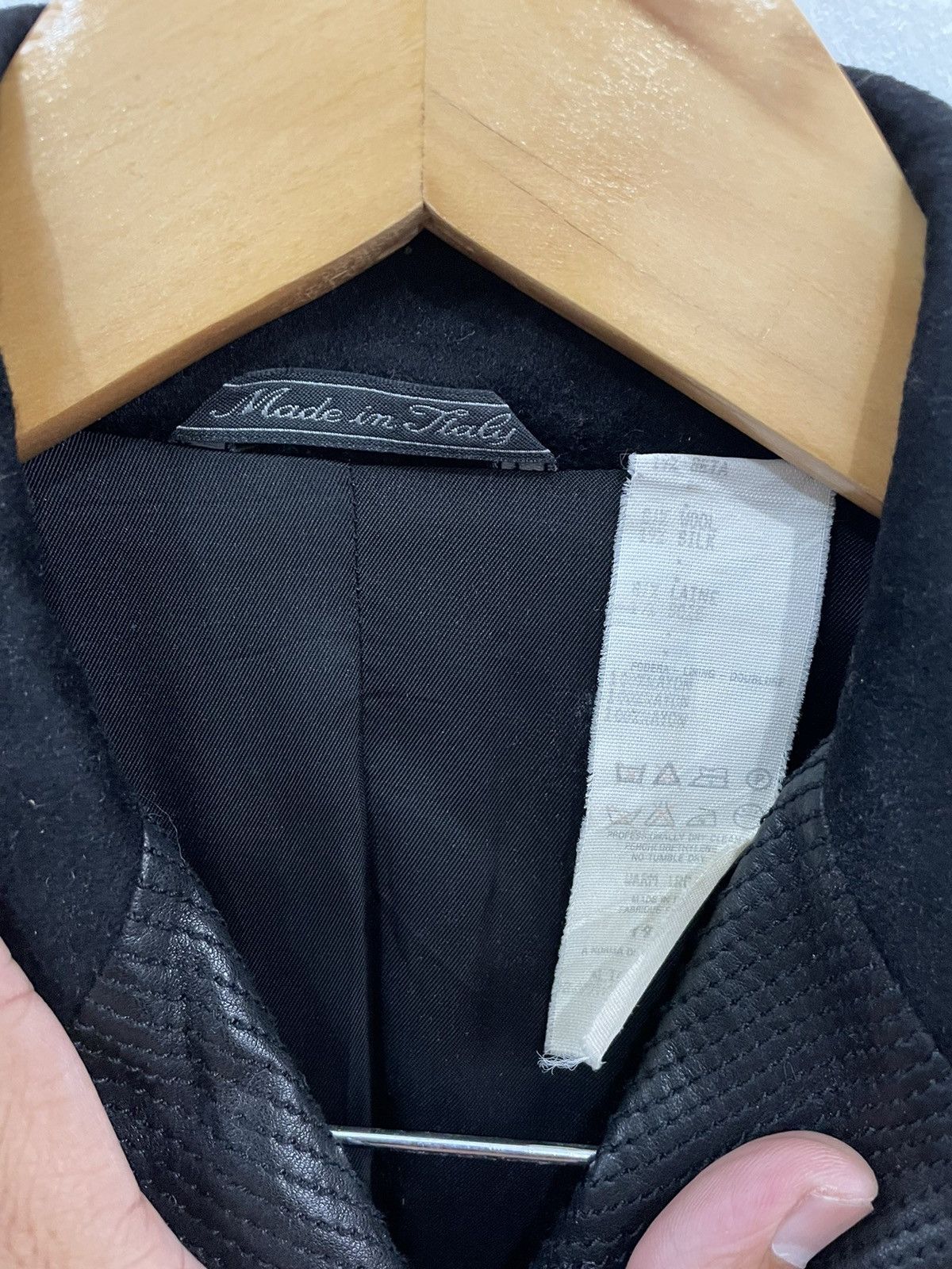 Versace GIANNI VERSACE BLACK WOOL LEATHER TRIM OUTERWEAR JACKET Size US S / EU 44-46 / 1 - 4 Thumbnail