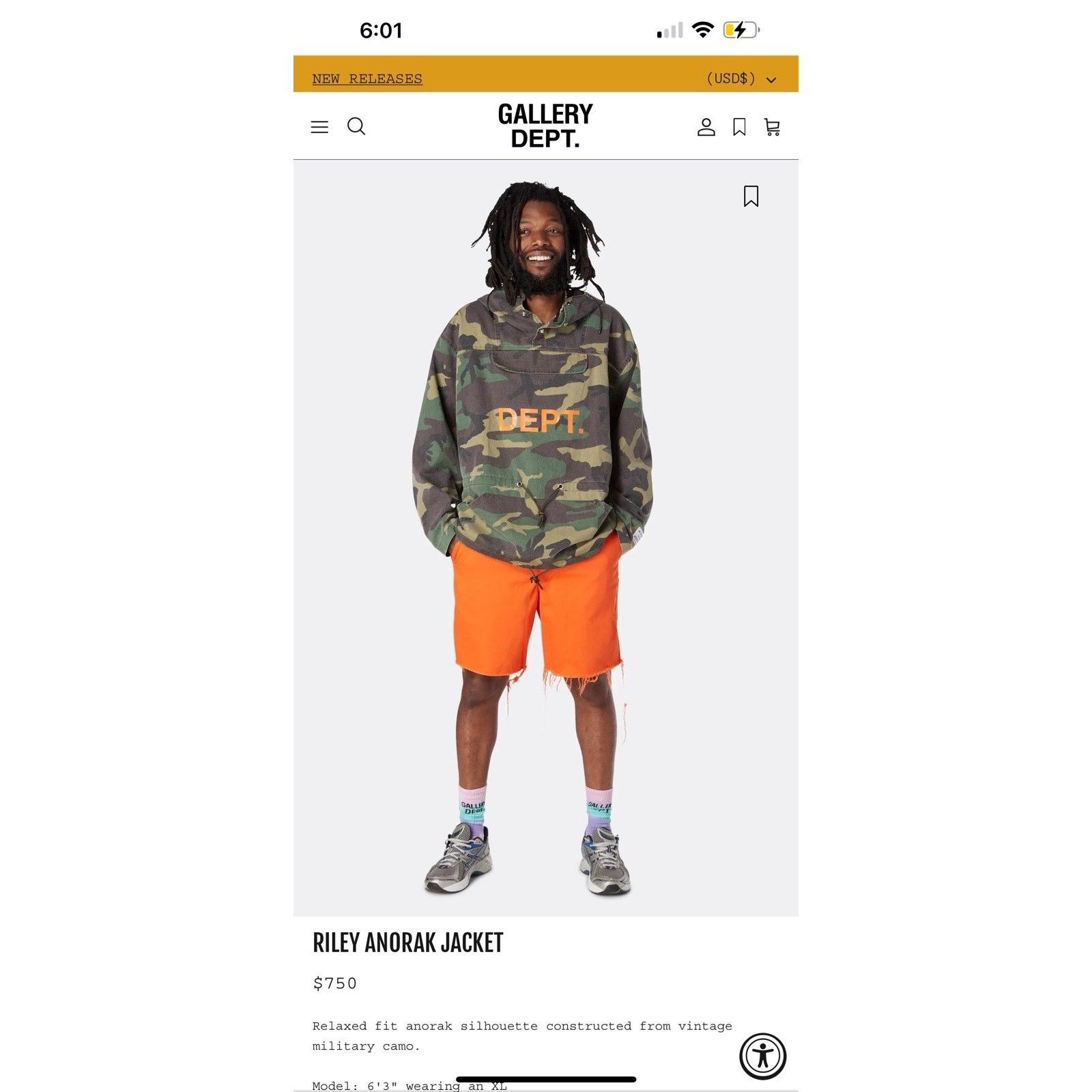 Gallery Dept. Size M - Gallery Dept. Riley Anorak Military Green Jacket Size US M / EU 48-50 / 2 - 10 Thumbnail