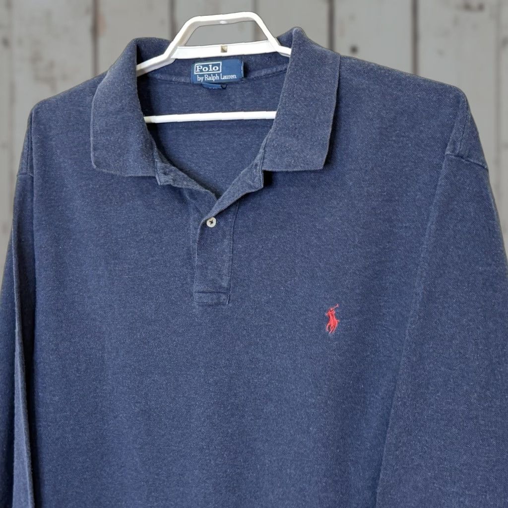 Polo Ralph Lauren VINTAGE Polo Ralph Lauren Pique Long Sleeve Polo Shirt 3XLT Mens Dark Blue Logo Classic Preppy 100% Cotton Slit Button Collared Regular Tall Shirt Size US XXL / EU 58 / 5 - 1 Thumbnail
