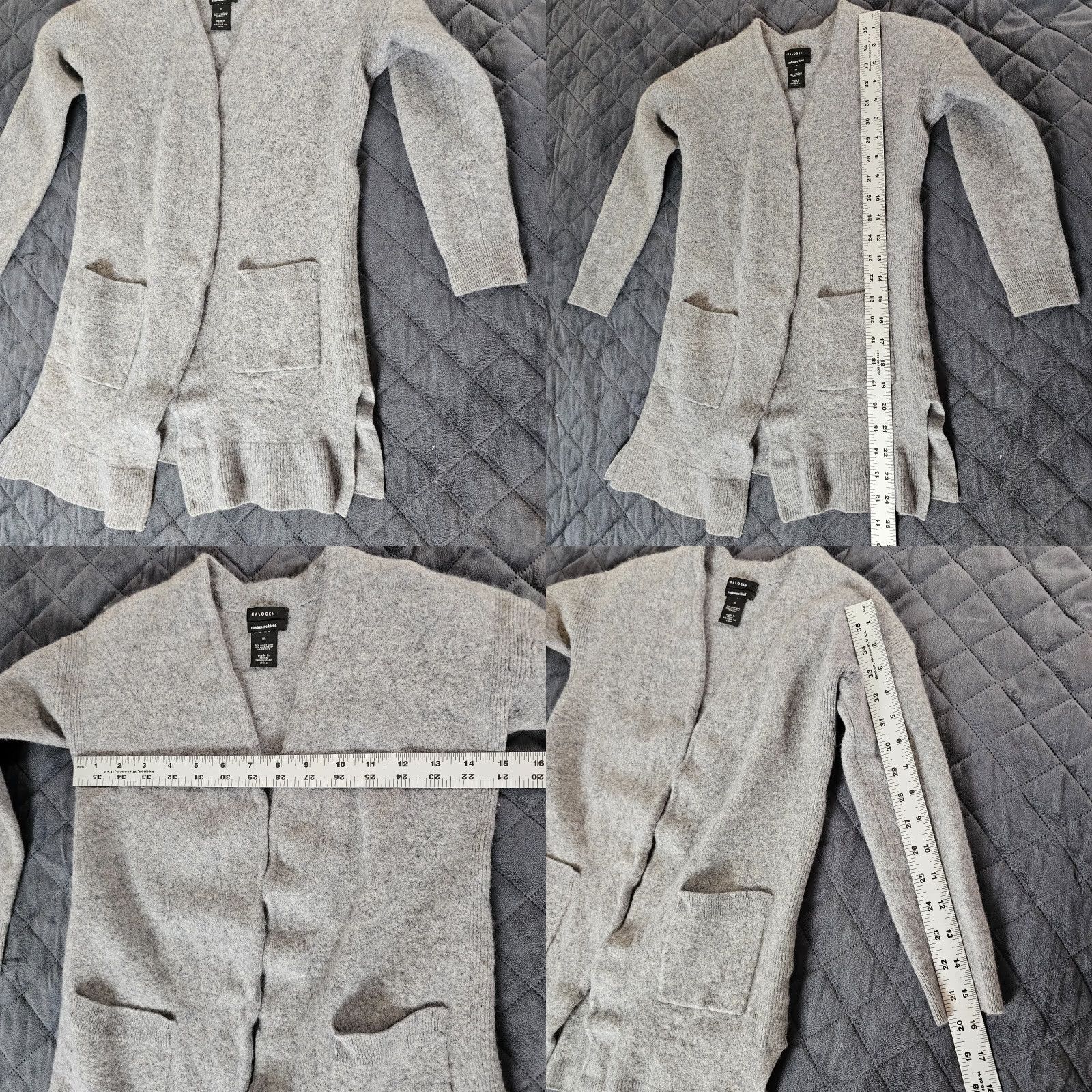 Vintage VINTAGE Halogen Cardigan Sweater Women Medium Gray Cashmere Blend Open Front Long Sleeve Size M / US 6-8 / IT 42-44 - 8 Thumbnail