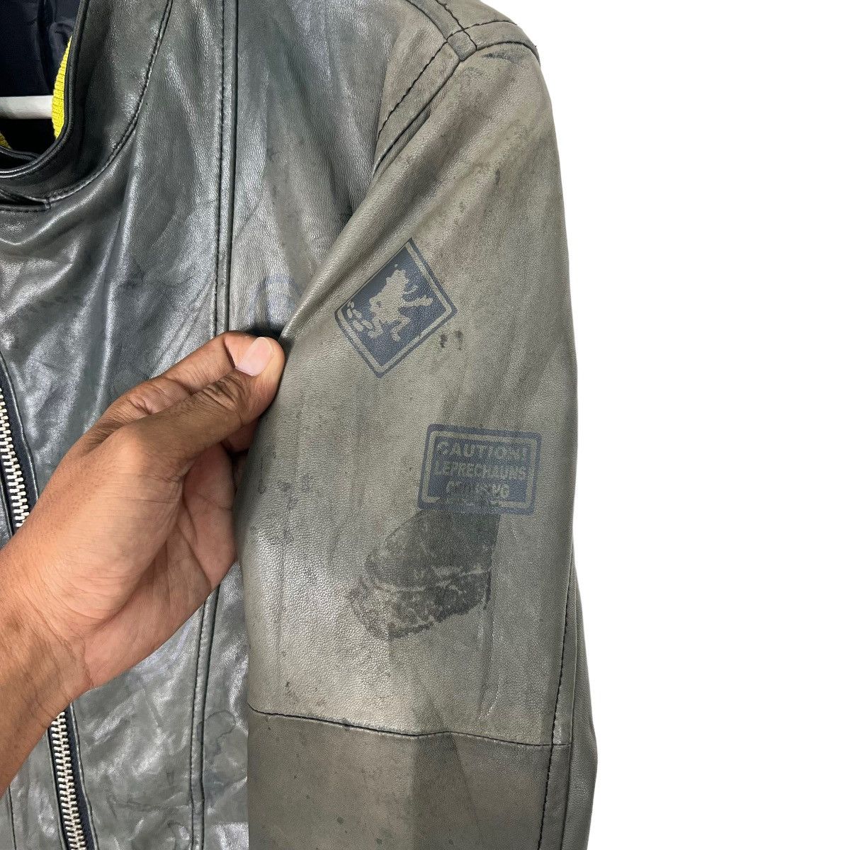 Frapbois 🔥 FRAPBOIS ASYMMETRICAL DYED LEATHER MOTO JACKET Size US S / EU 44-46 / 1 - 6 Thumbnail