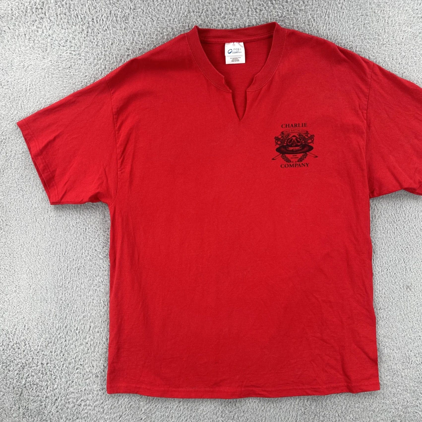 Port & Company VINTAGE Port & Company Shirt Mens XL Red 90s Military Charlie Company First Battalion San Diego Size US XL / EU 56 / 4 - 3 Thumbnail