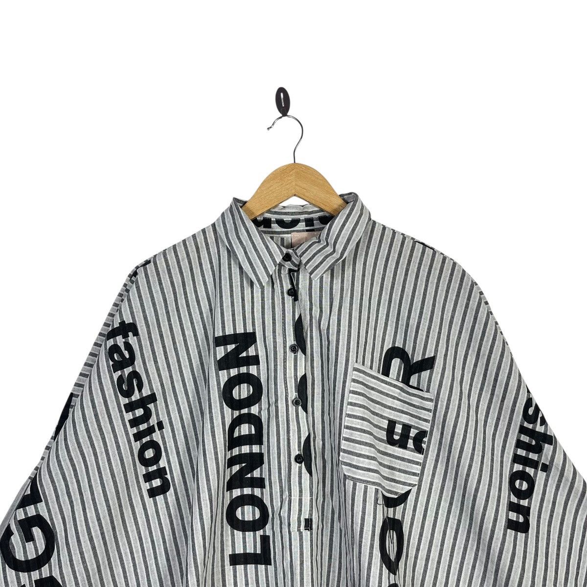 Vintage Zeta Otto Typography Stripe Oversized Shirt Italian Designer Size ONE SIZE - 2 Thumbnail