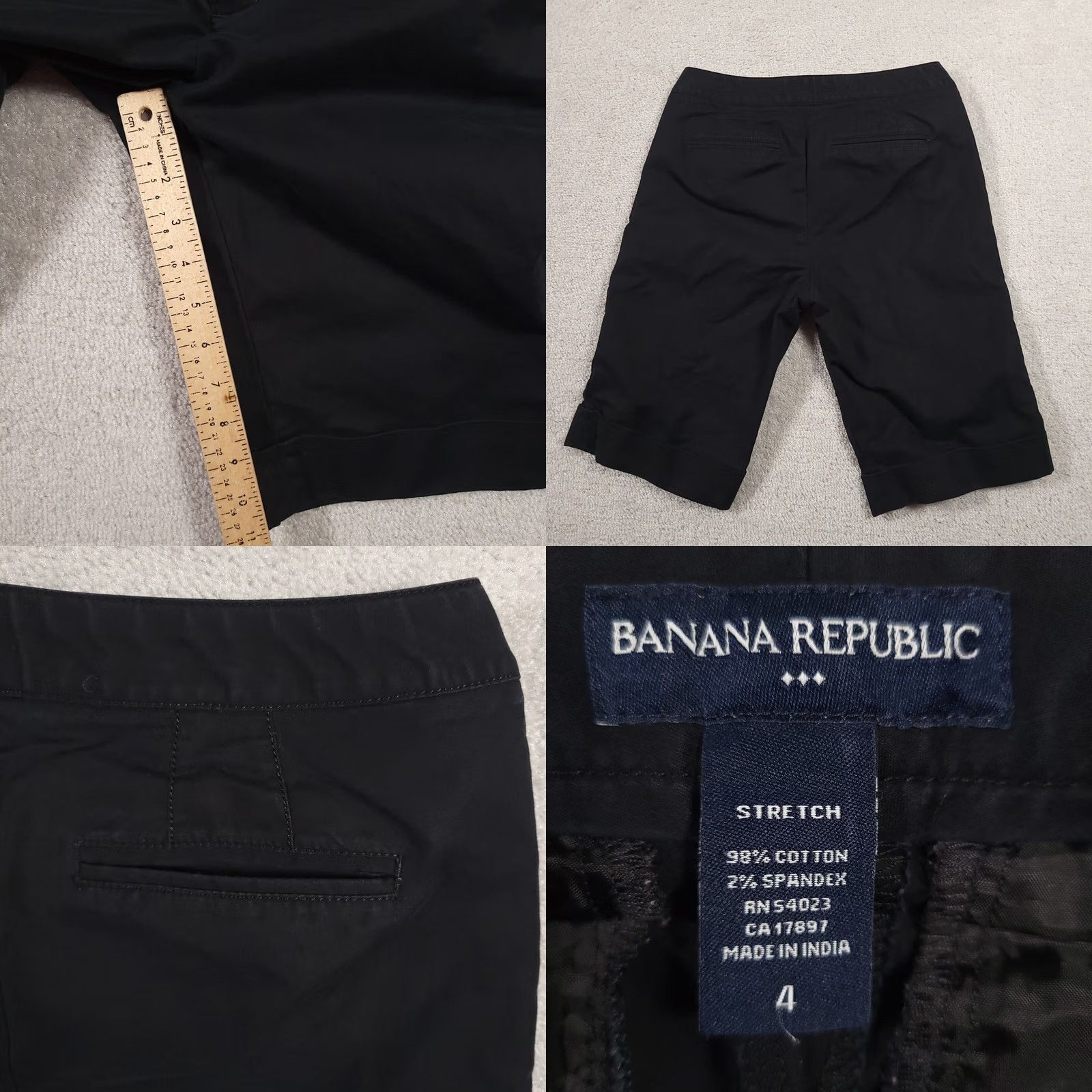 Banana Republic Banana Republic Bermuda Shorts Women's 4 Navy Blue Stretch Pockets Cuffed Regular Rise Low Inseam 11 in Flat Front Zip Front Machine Washable- Blue Size 27" / US 4 / IT 40 - 8 Thumbnail