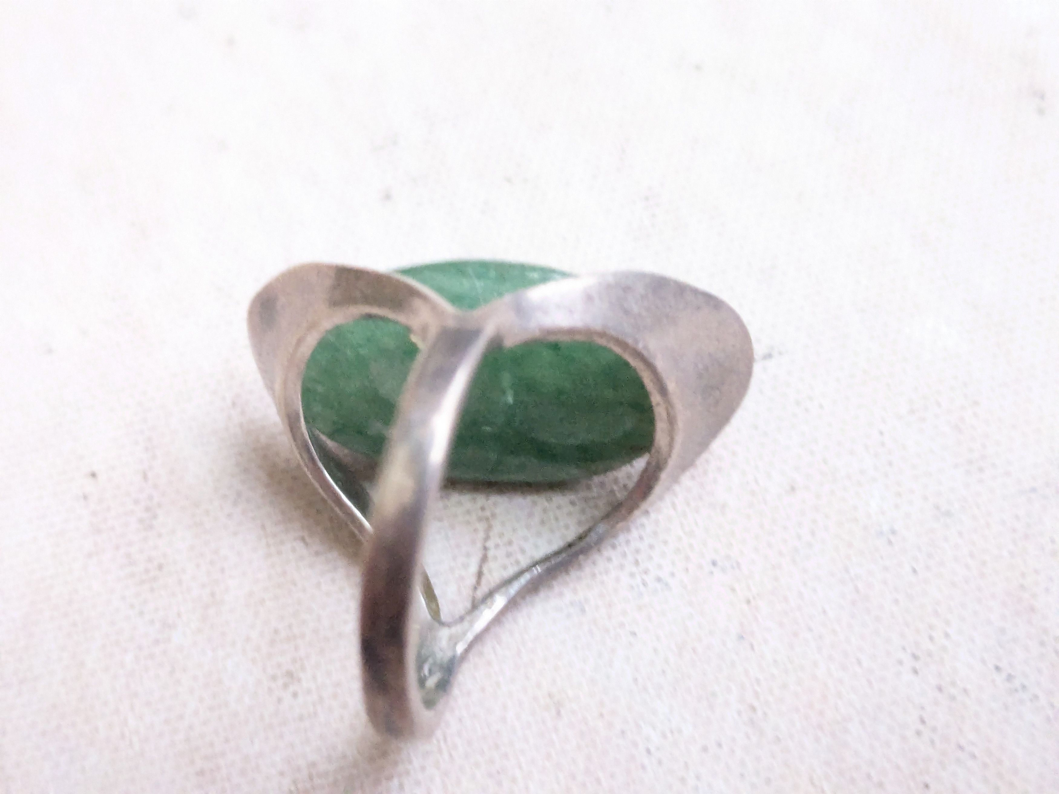Sterling Silver Vintage Sterling Silver Ring Green Aventurine 5.75 Taxco Size ONE SIZE - 11 Thumbnail