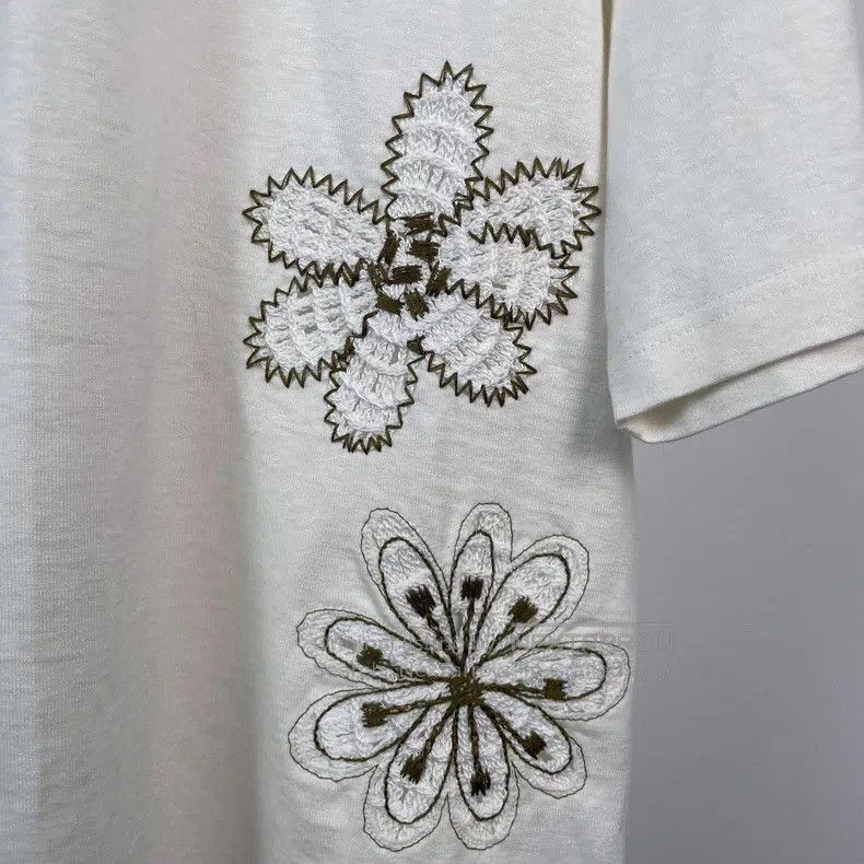 Hermes Hermes Knit Floral T-shirt, White Size US XS / EU 42 / 0 - 2 Thumbnail