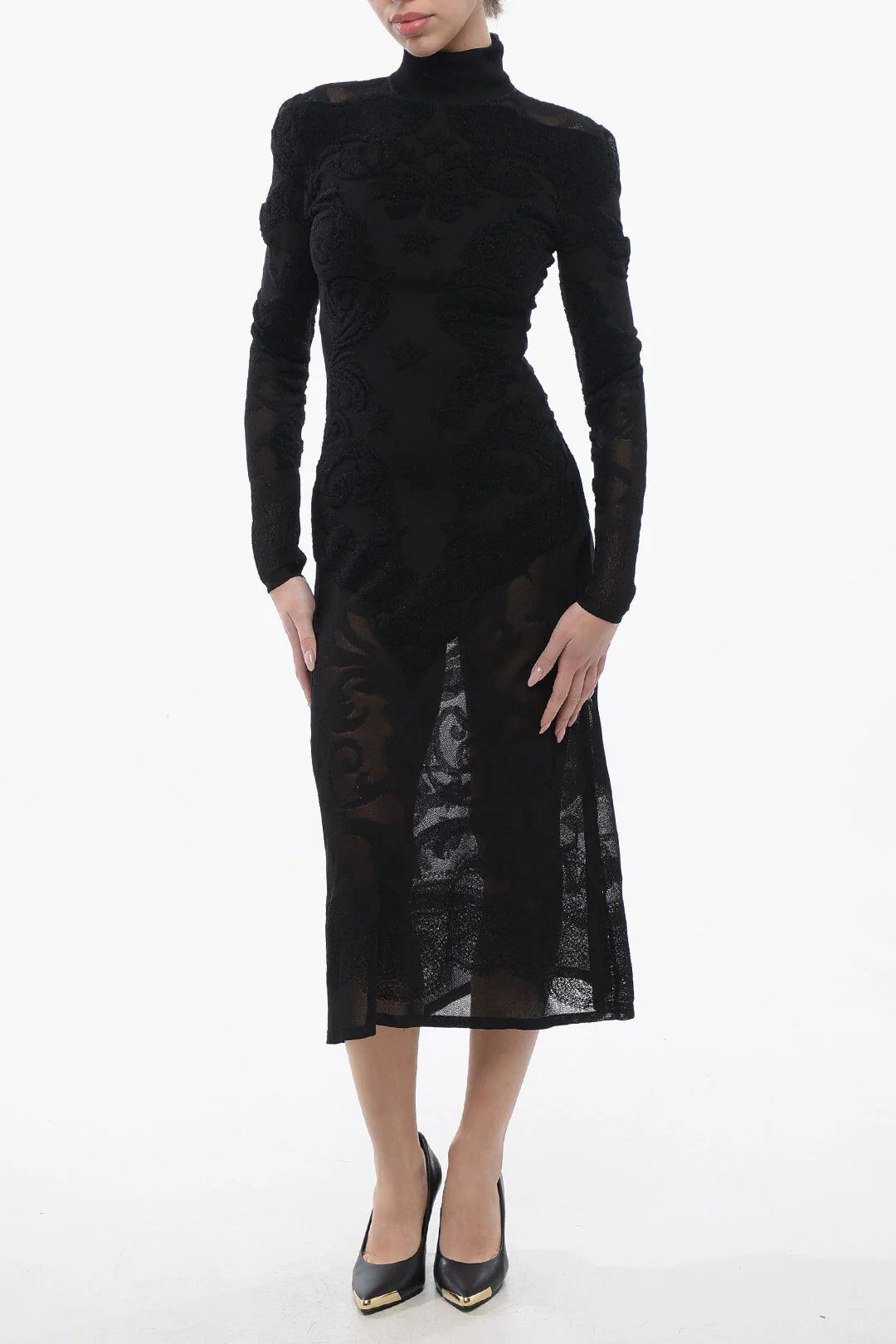 Balmain og1mm0326 Maxi Velour Dress in Black Size S / US 4 / IT 40 - 1 Thumbnail