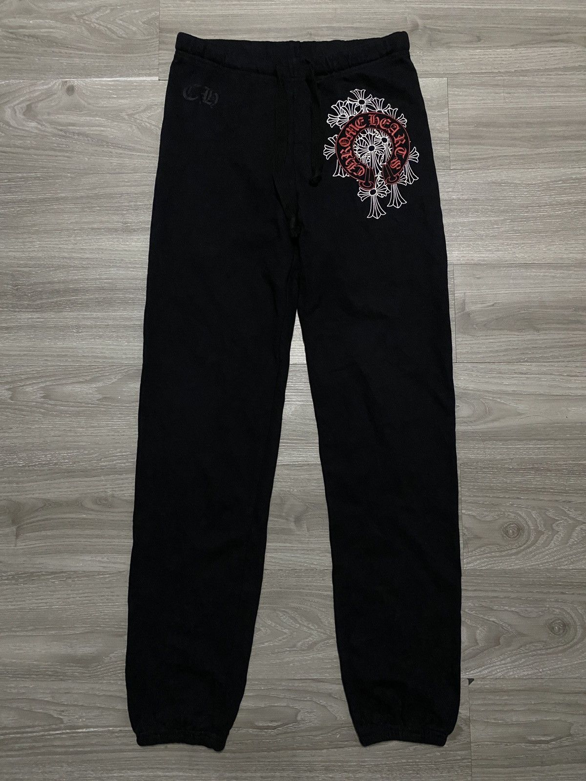 Chrome Hearts LIKE NEW - CEMETERY CROSS RED HORSESHOE SWEATPANTS JOGGER Size US 29 - 1 Thumbnail