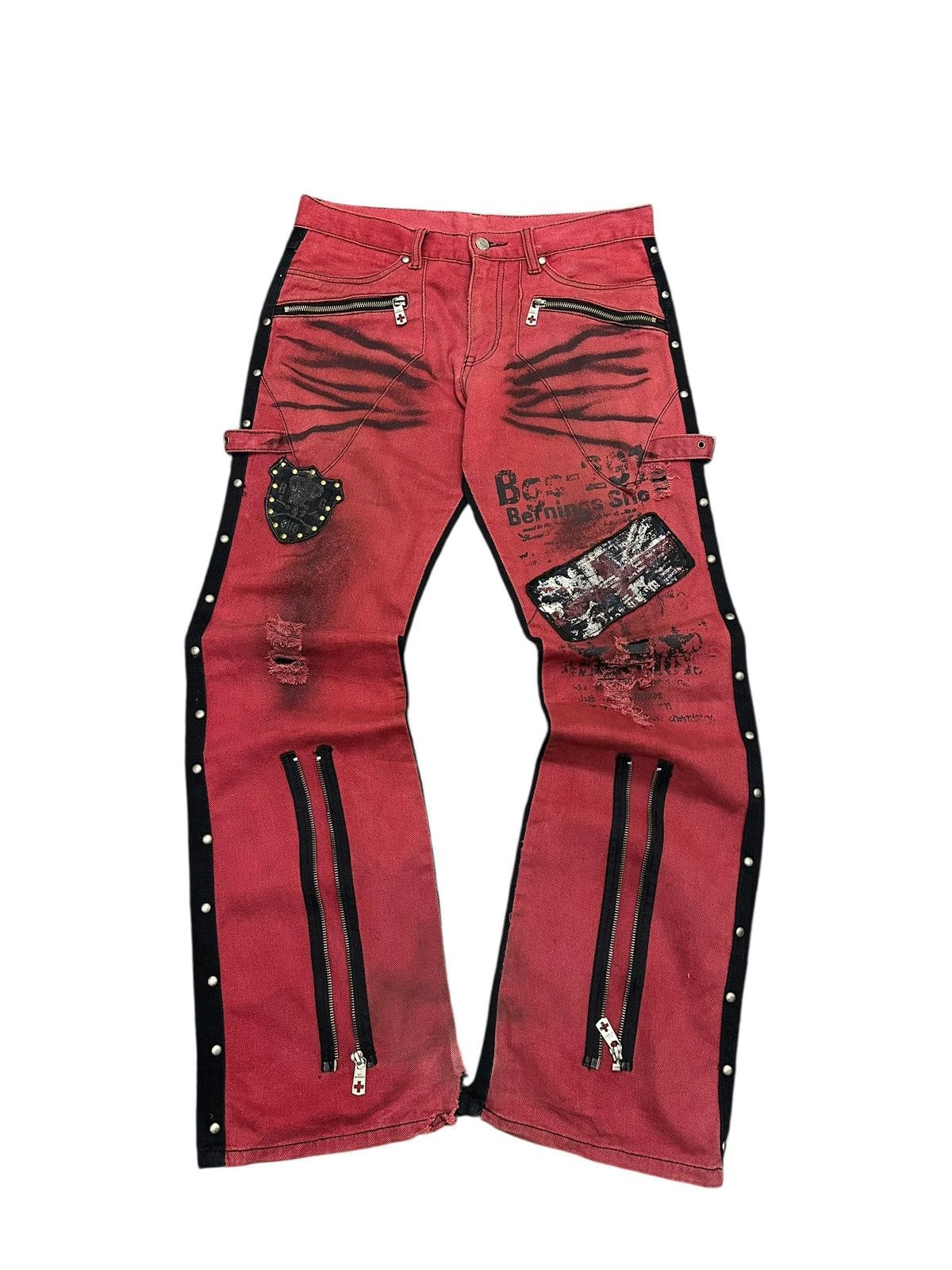 BERNINGS SHO Vintage Berning Sho Flare Original Distressed Punk Design Size US 34 / EU 50 - 1 Thumbnail
