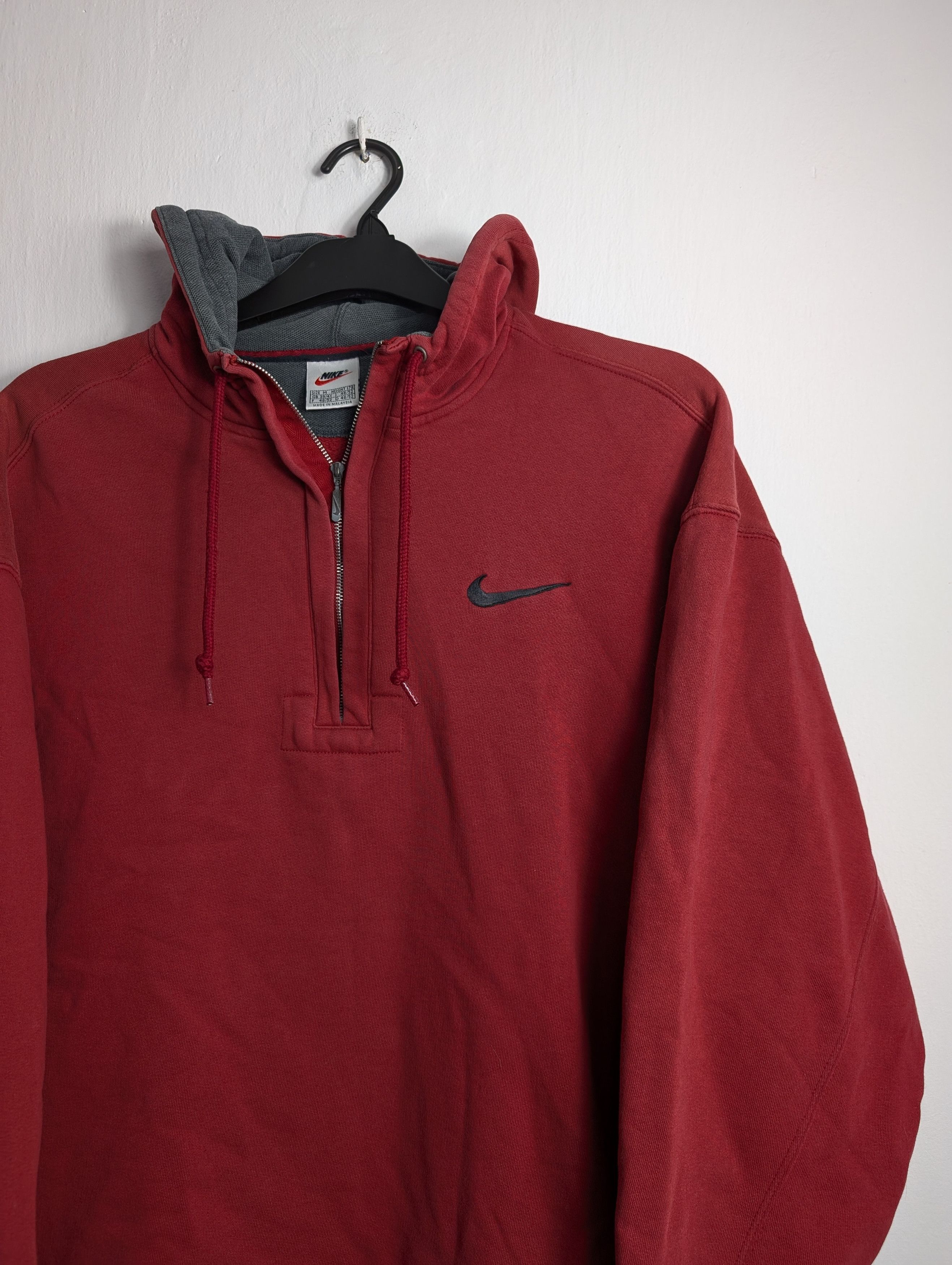 Nike × Vintage Vintage Nike 90s Burgundy Hoodie Size US M / EU 48-50 / 2 - 2 Thumbnail