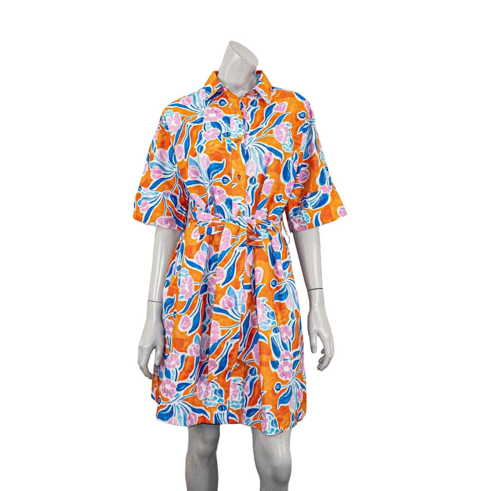image of Rachel Antonoff Women's Miriam Shirt Dress Tie Waist Orange (Size Medium)