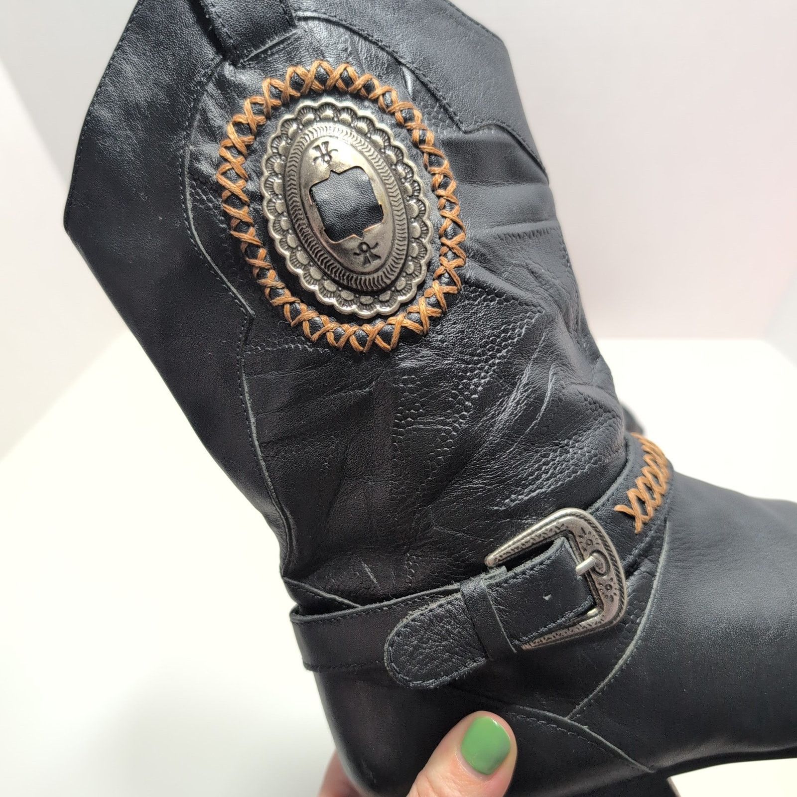 Other 80's Glam Rock and Roll Western Cowgirl Boots Leather Sz 7.5 Size US 7.5 / IT 37.5 - 2 Thumbnail