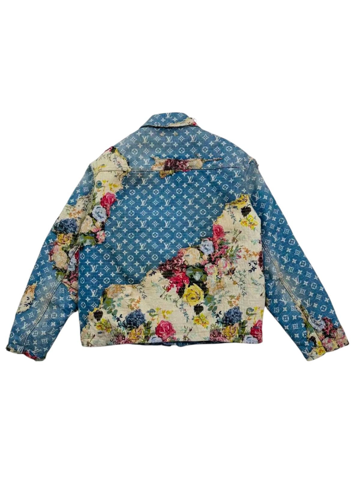Louis Vuitton Louis Vuitton 48 Destroyed Floral Monogram Denim Jacket Size US M / EU 48-50 / 2 - 2 Thumbnail