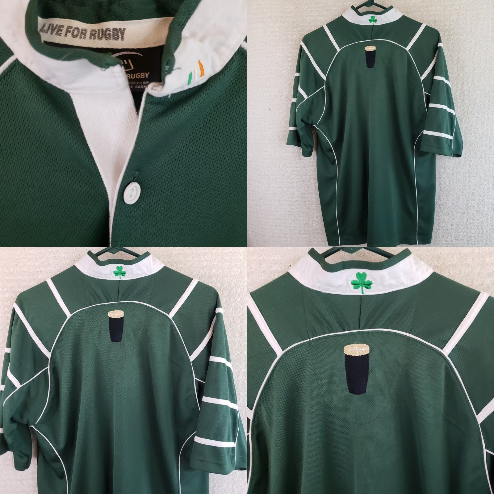 Vintage Live For Rugby Ireland Polo Shirt Jersey Mens M Green White Short Sleeve Polo Shirt Mens Medium Size US M / EU 48-50 / 2 - 8 Thumbnail