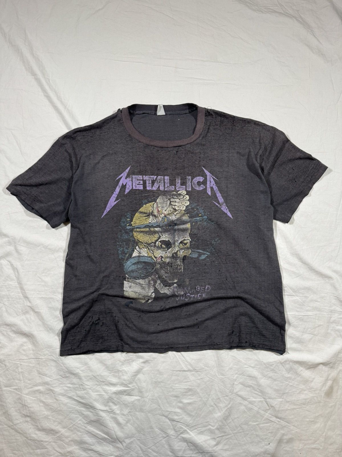 Band Tees Vintage 80s Metallica Pushead Thrashed ERD Style Band Tee Size US XL / EU 56 / 4 - 1 Thumbnail