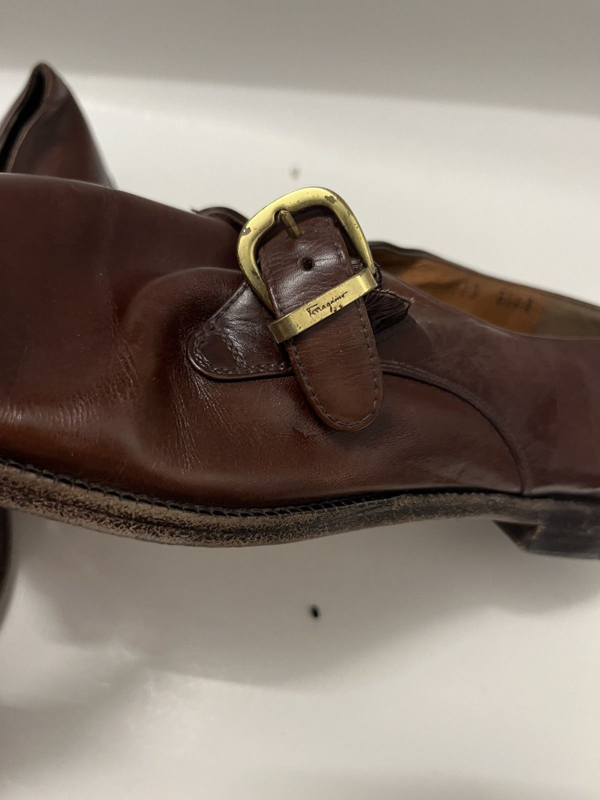 Ferragamo Salvatore Mens Burgandy / Brass 8.5