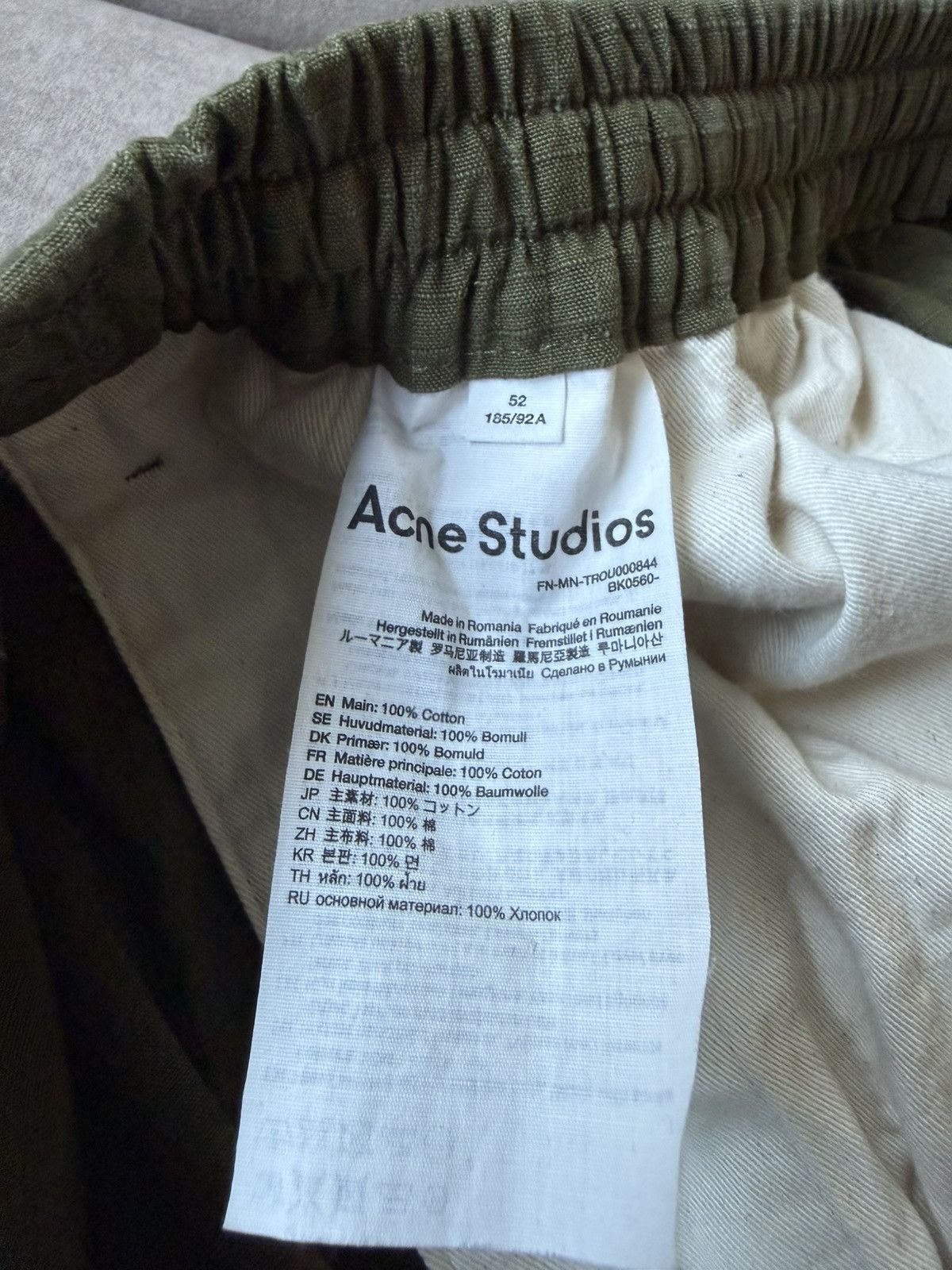 Acne Studios Acne Studios Cargo Trousers Olive Green FN-MN-TROU000844 Size US 42 / EU 58 - 14 Thumbnail