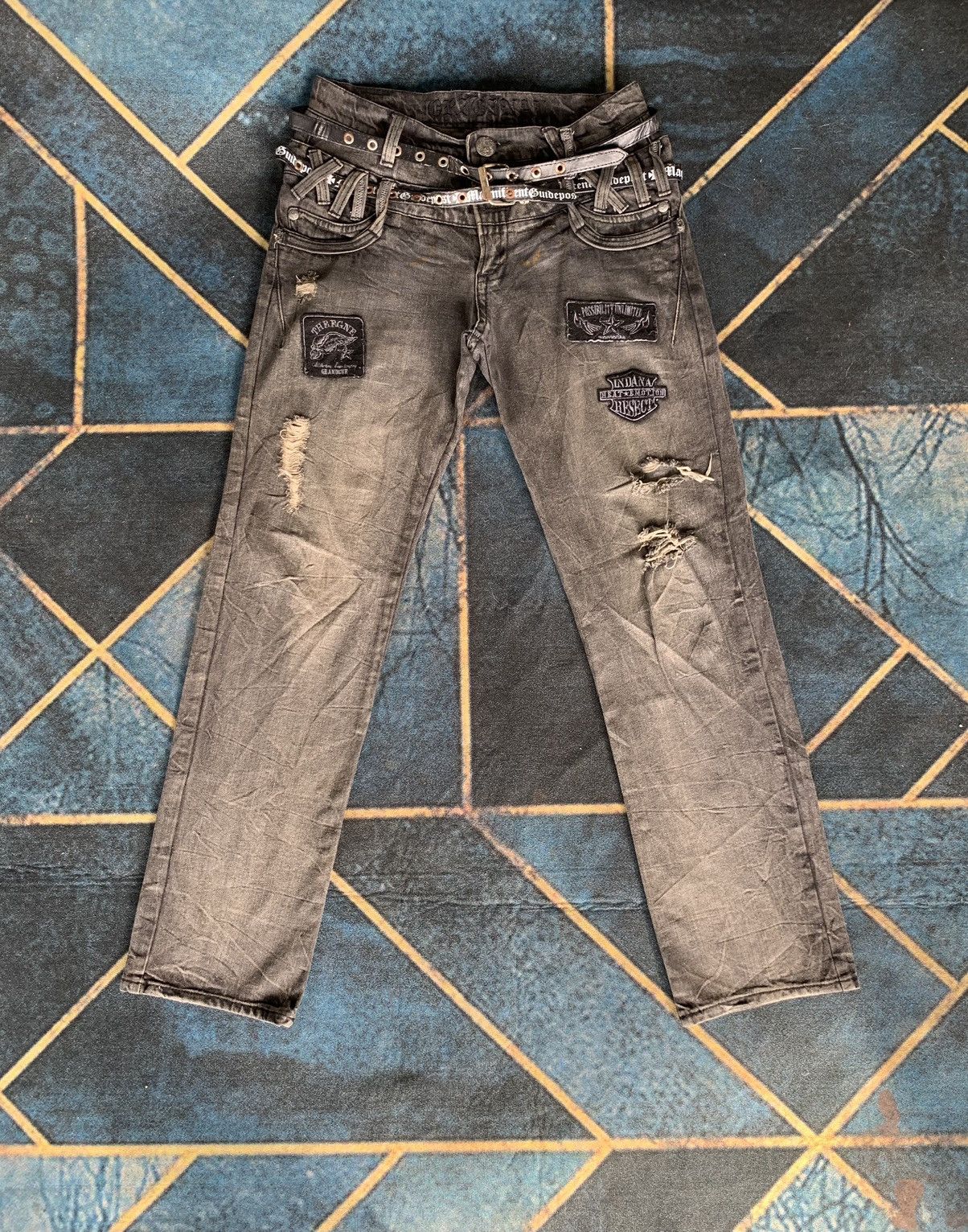 If Six Was Nine 💥 OriginalStyle Distressed Double Waist Denim Size US 32 / EU 48 - 1 Thumbnail