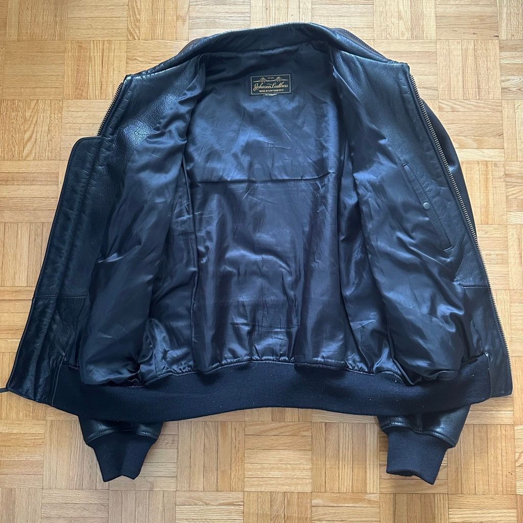 Leather Johnson Leathers San Francisco Black Leather Bomber Jacket Size US XL / EU 56 / 4 - 4 Thumbnail
