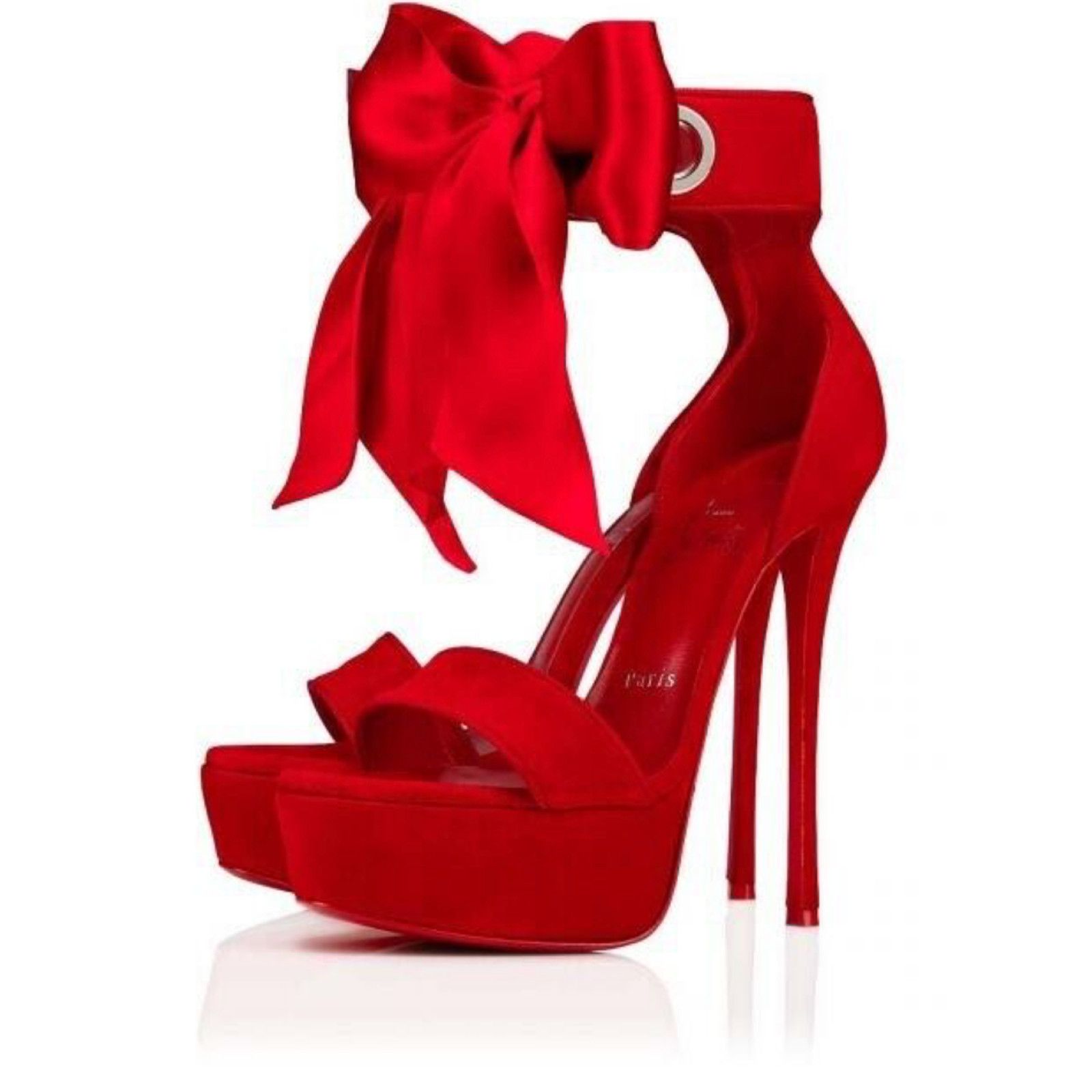 Christian Louboutin Torrida Alta 150 Loubi Red Silk Platform Sandal Heel Pump 42 Size US 12 / IT 42 - 3 Thumbnail