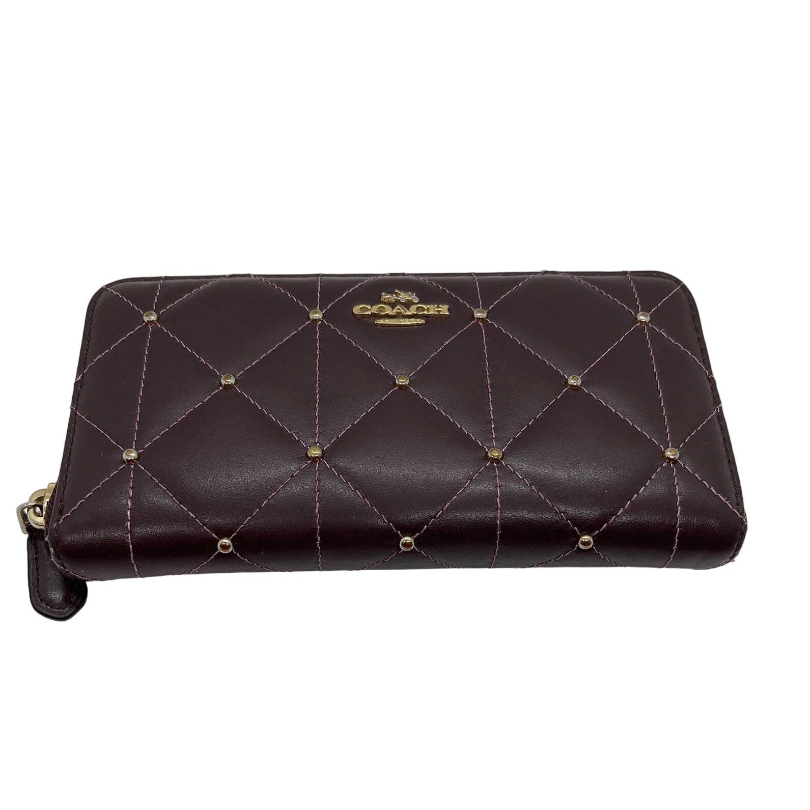 Coach Coach Accordion Zip Wallet Quilted Design Brown Studs Size ONE SIZE - 1 Thumbnail