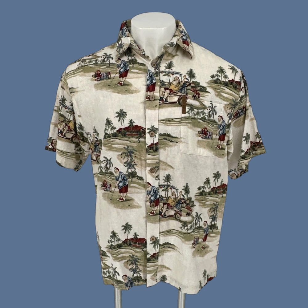 Vintage North River Shirt Mens Large White Santa Golf Christmas Hawaiian Button Up Size US L / EU 52-54 / 3 - 1 Thumbnail