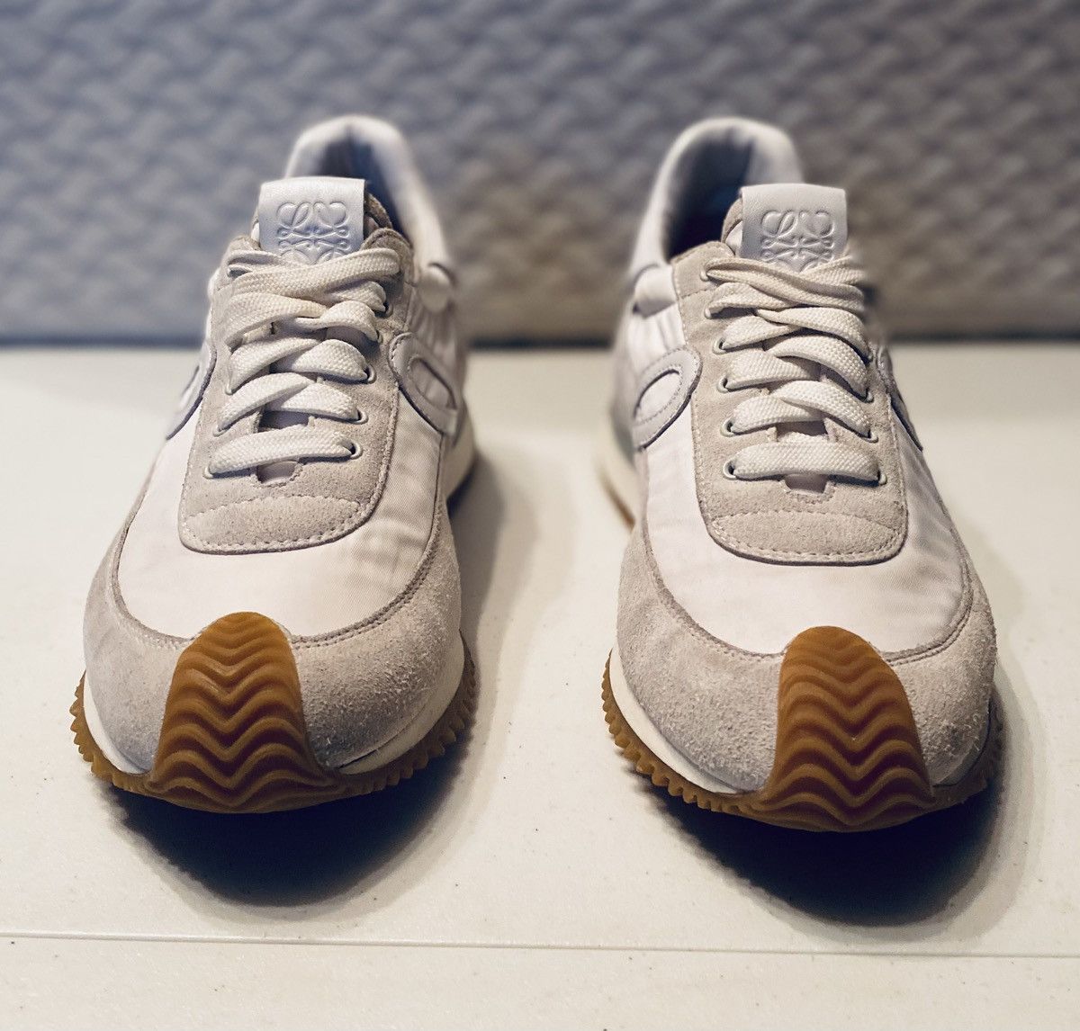 Loewe Loewe 🇮🇹 Flow Retro Runner Sneakers White Techno Suede 9 US Size US 9 / IT 39 - 20 Thumbnail