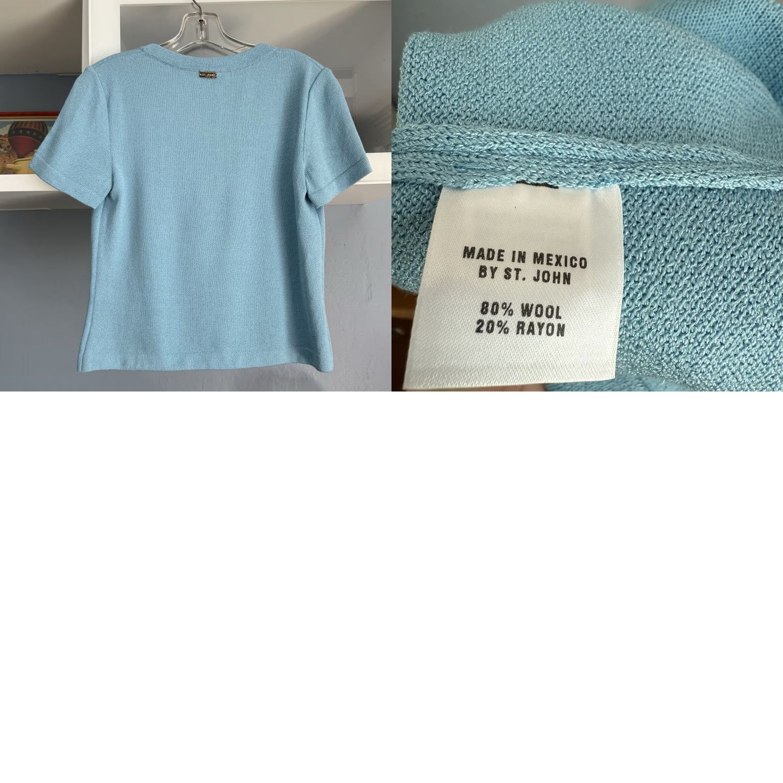 St. John VINTAGE St. John Sport Wool Scoop Neck Sweater Top Blue PS Short Sleeve Women Pullover Shirt Size S / US 4 / IT 40 - 8 Thumbnail