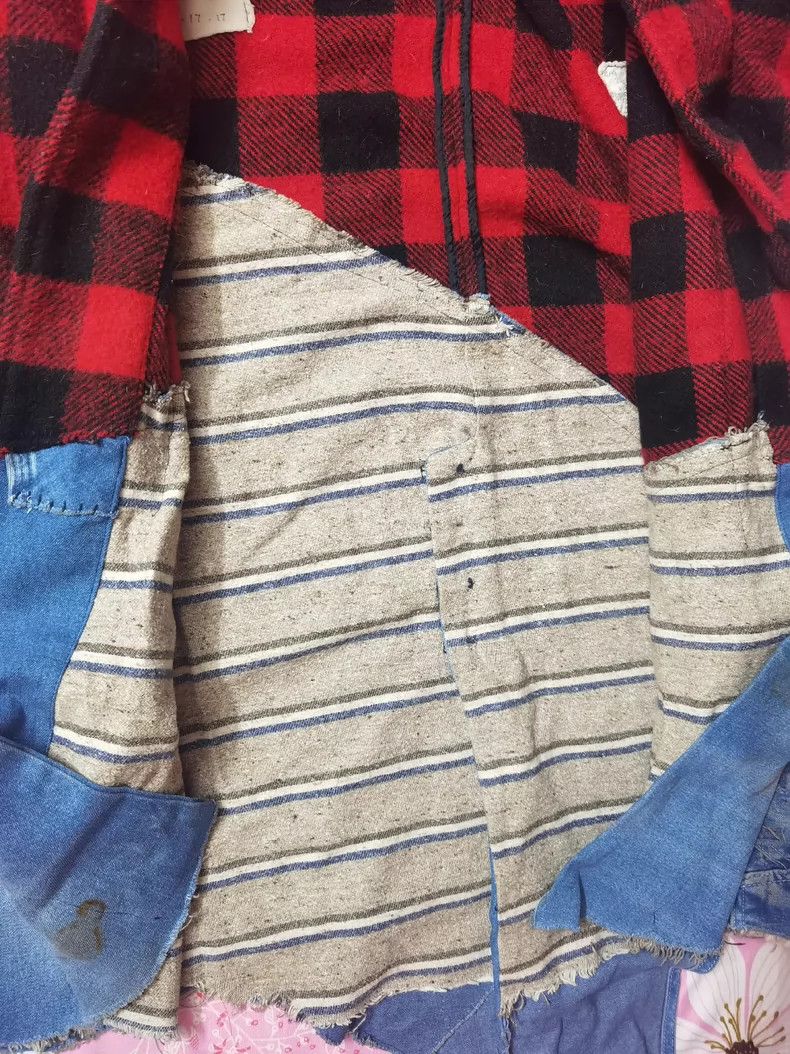 Greg Lauren greg lauren Wool plaid ancient fabric denim patchwork coat Size US M / EU 48-50 / 2 - 6 Thumbnail