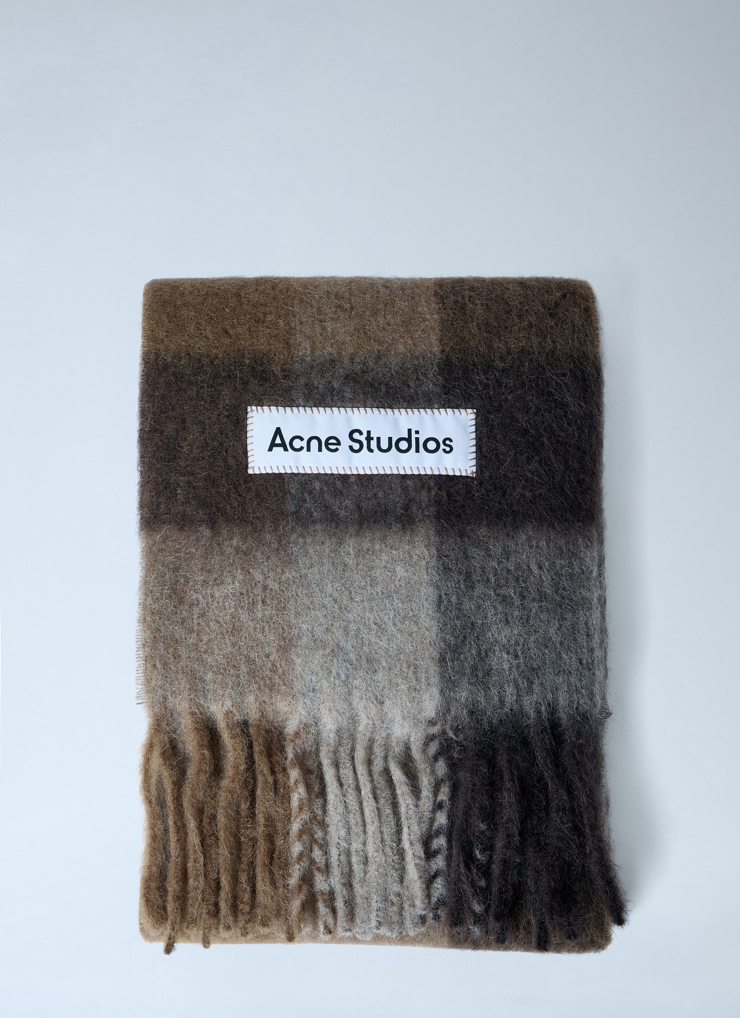 Acne Studios Fringed Wool Scarf in Brown, Women's
