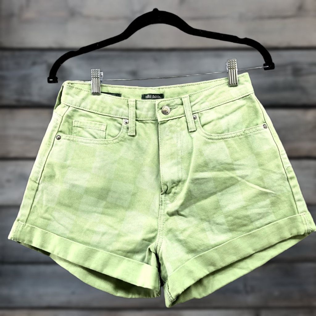 Vintage Wild Fable Shorts Womens Size 4 / 27 Green Check Plaid HIghest Rise Womens Size 27" / US 4 / IT 40 - 1 Thumbnail