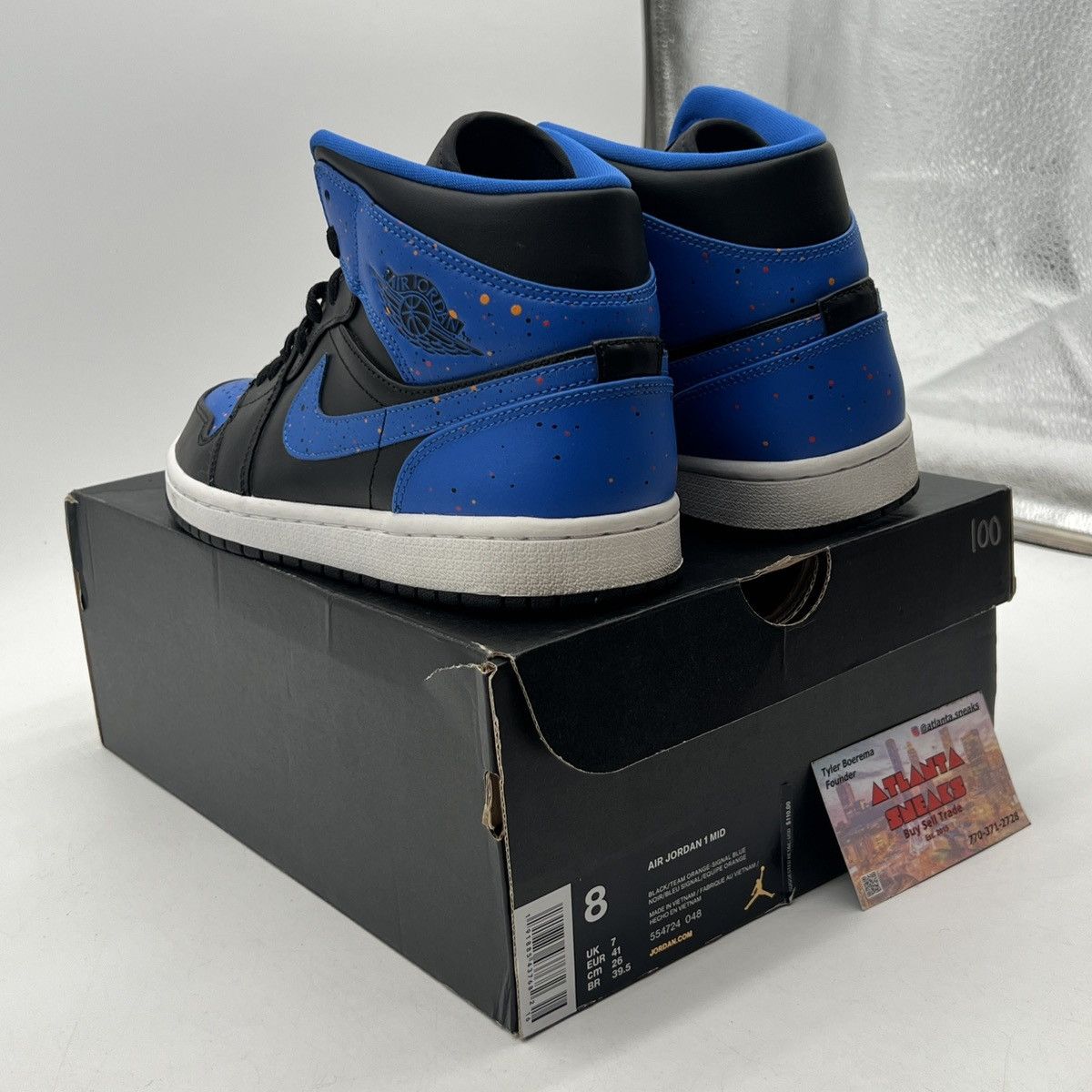 Nike Air Jordan 1 mid royal splatter Size US 8 / EU 41 - 4 Thumbnail