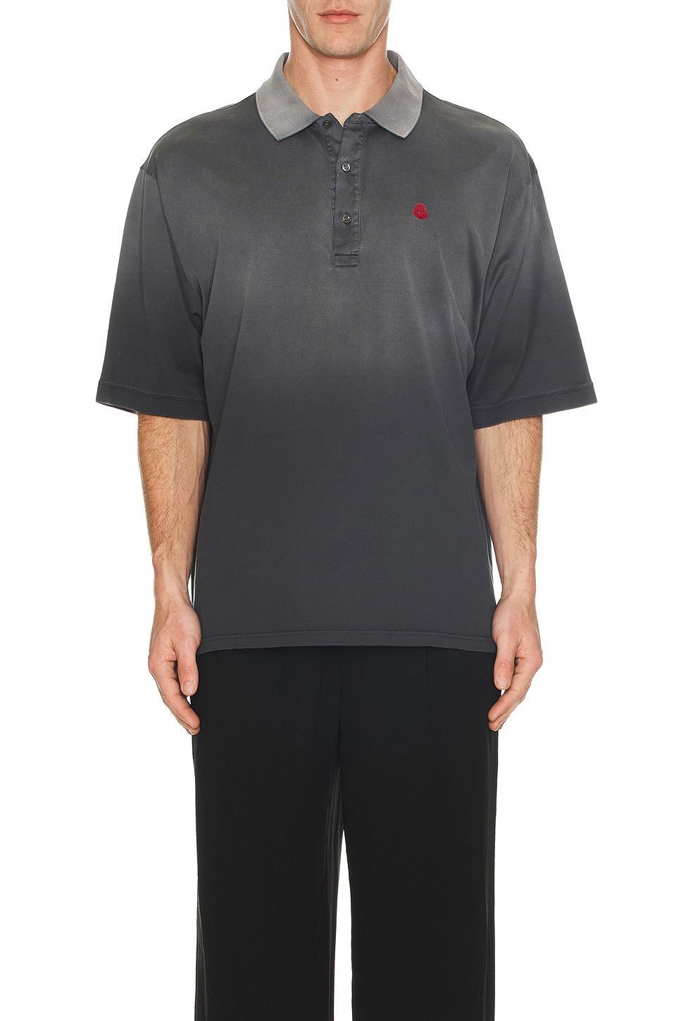 Alexander McQueen o1srvl11e0226 Oversized Polo Shirt In Black/Grey Size US M / EU 48-50 / 2 - 4 Thumbnail