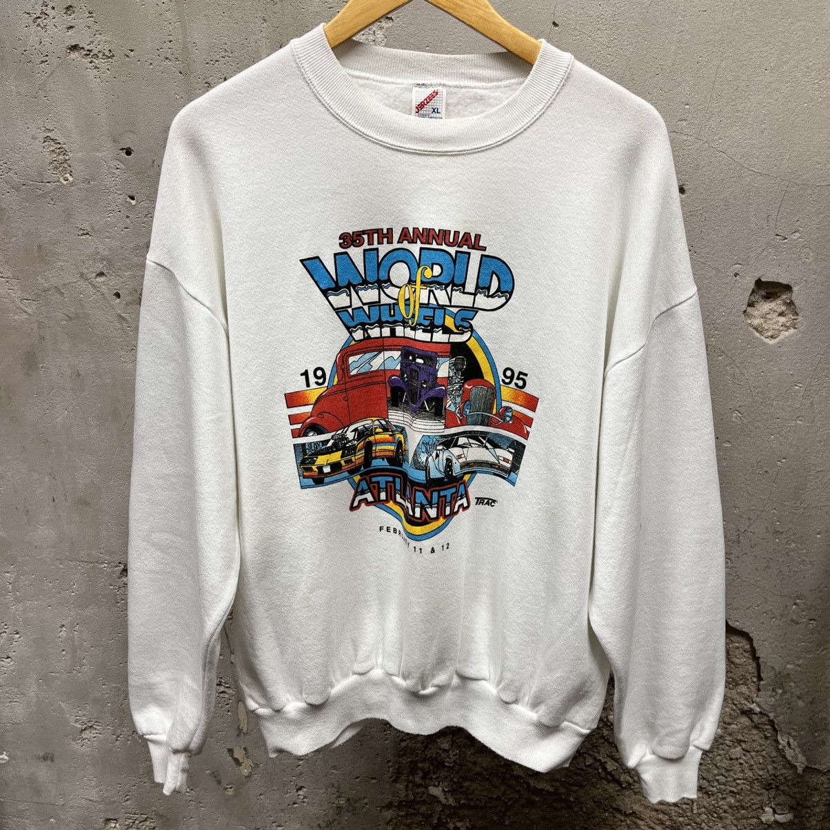 Other Vintage 1995 Racing USA Made World Wheels Racing Sweatshirt Size US XL / EU 56 / 4 - 1 Thumbnail