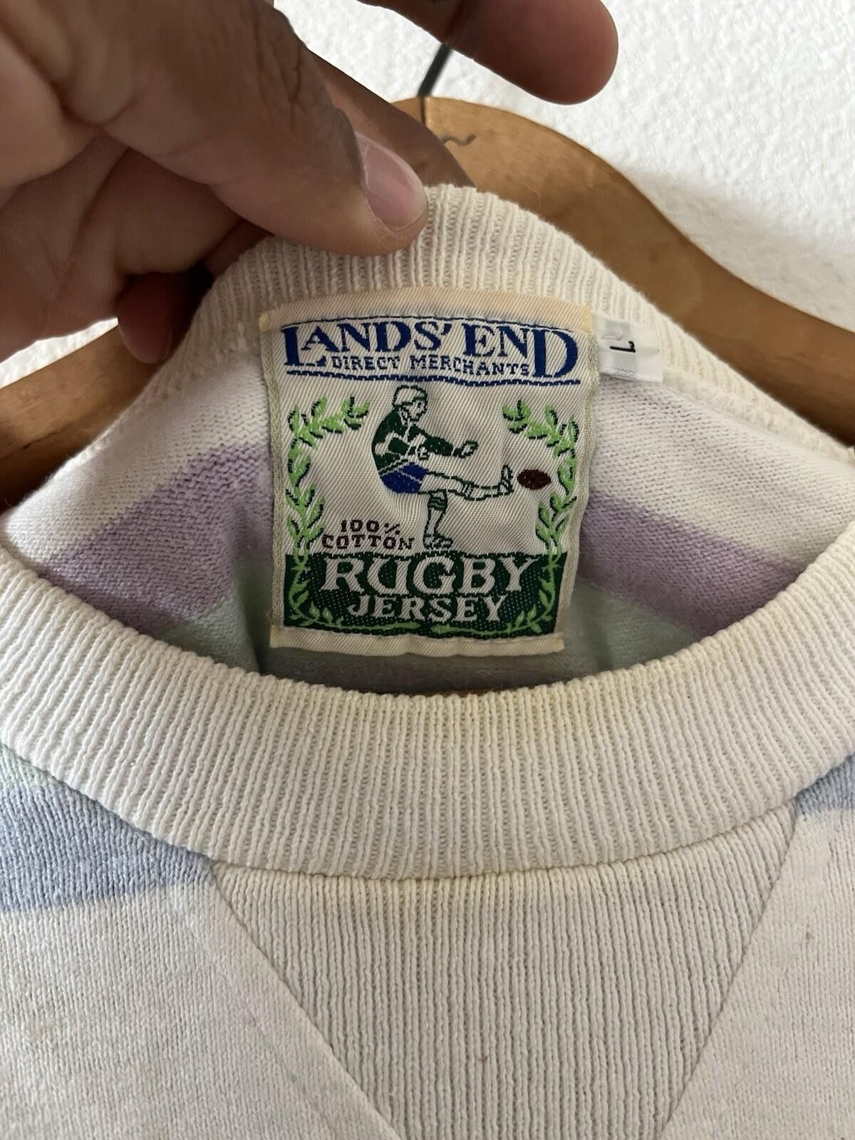Vintage Vintage Lands' End Striped Cotton Rugby Sweatshirt Large Size US L / EU 52-54 / 3 - 2 Thumbnail