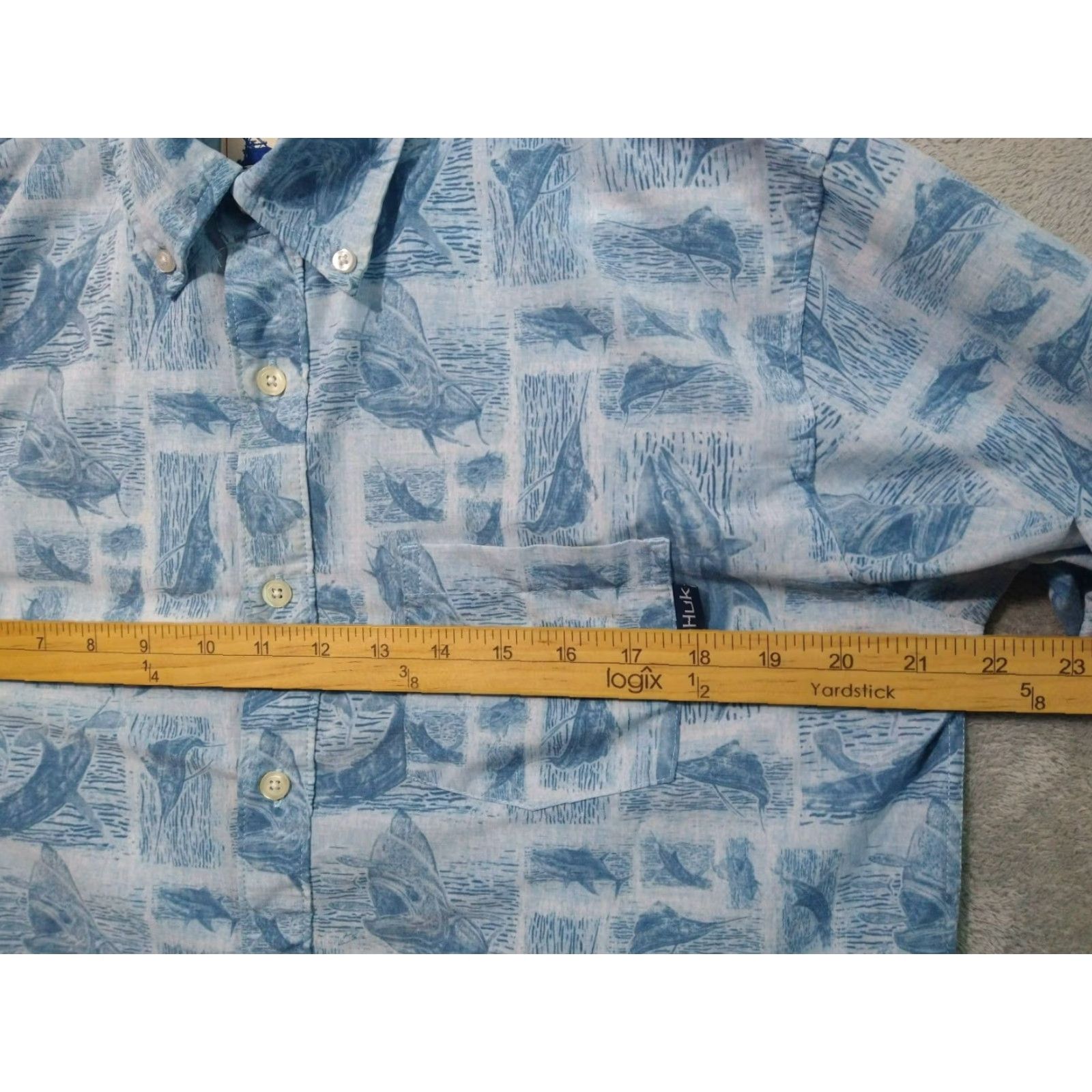 Vintage Huk Shirt Mens Small Blue Kona Stamped Short Sleeve Button Down Fishing Size US S / EU 44-46 / 1 - 4 Thumbnail