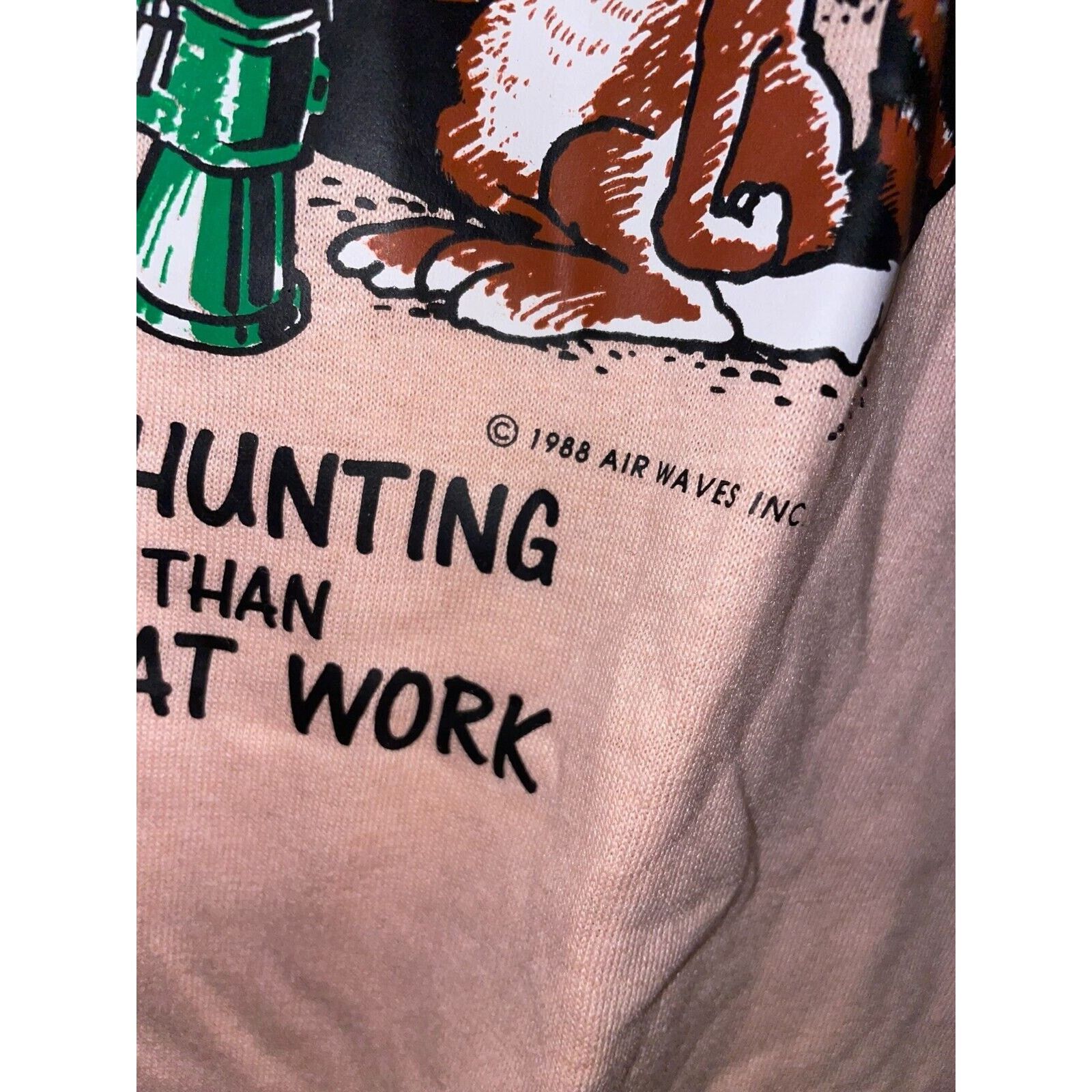 Jerzees Vintage Hunting Shirt A Bad Day Hunt Animal Tee 1986 80s M Size US M / EU 48-50 / 2 - 7 Thumbnail