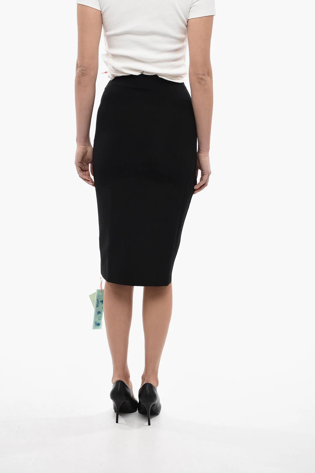 Off-White og1mm0426 Midi Pencil Skirt in Black Size 28" / US 6 / IT 42 - 2 Thumbnail