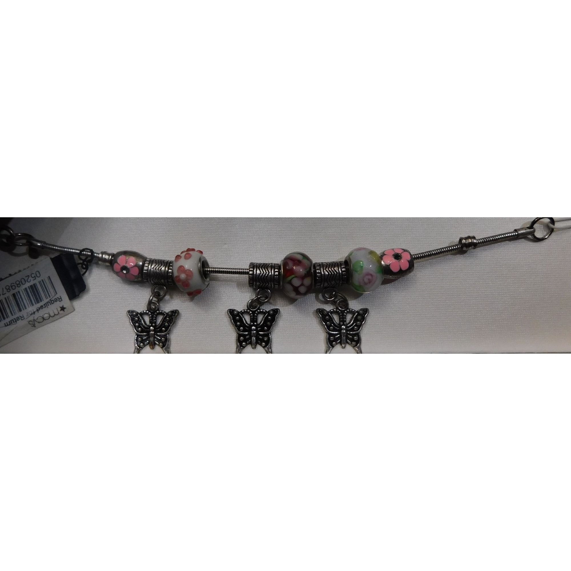Other Roman Glass Butterfly Foral Charm Bracelet Size ONE SIZE - 6 Thumbnail
