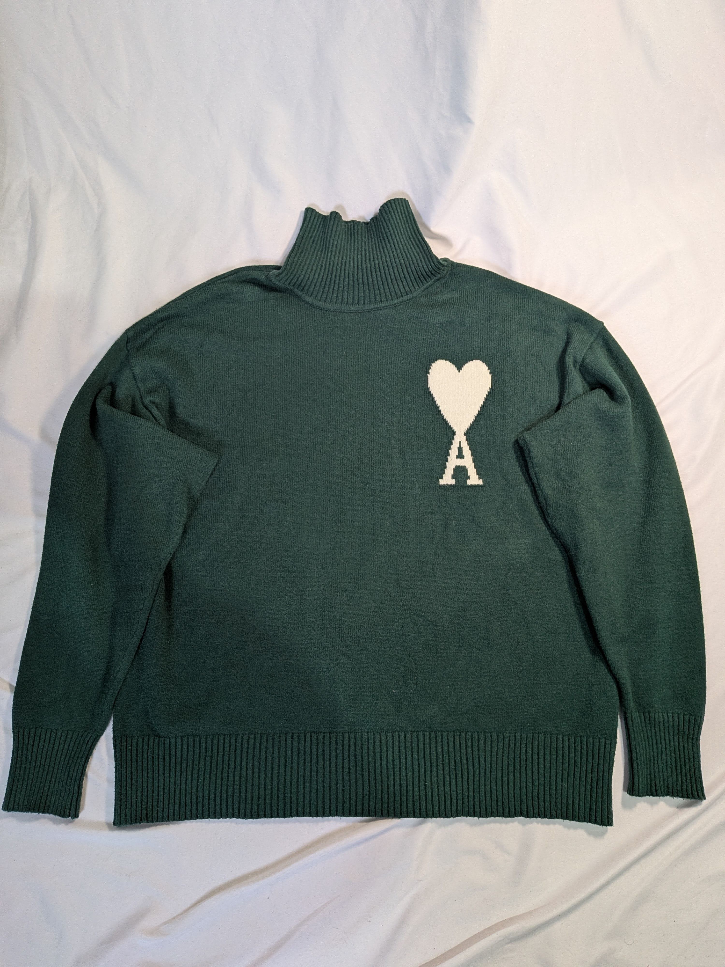 AMI Ami Paris Ami de Coeur Oversized Turtleneck Sweater Green XL Size US XL / EU 56 / 4 - 1 Thumbnail