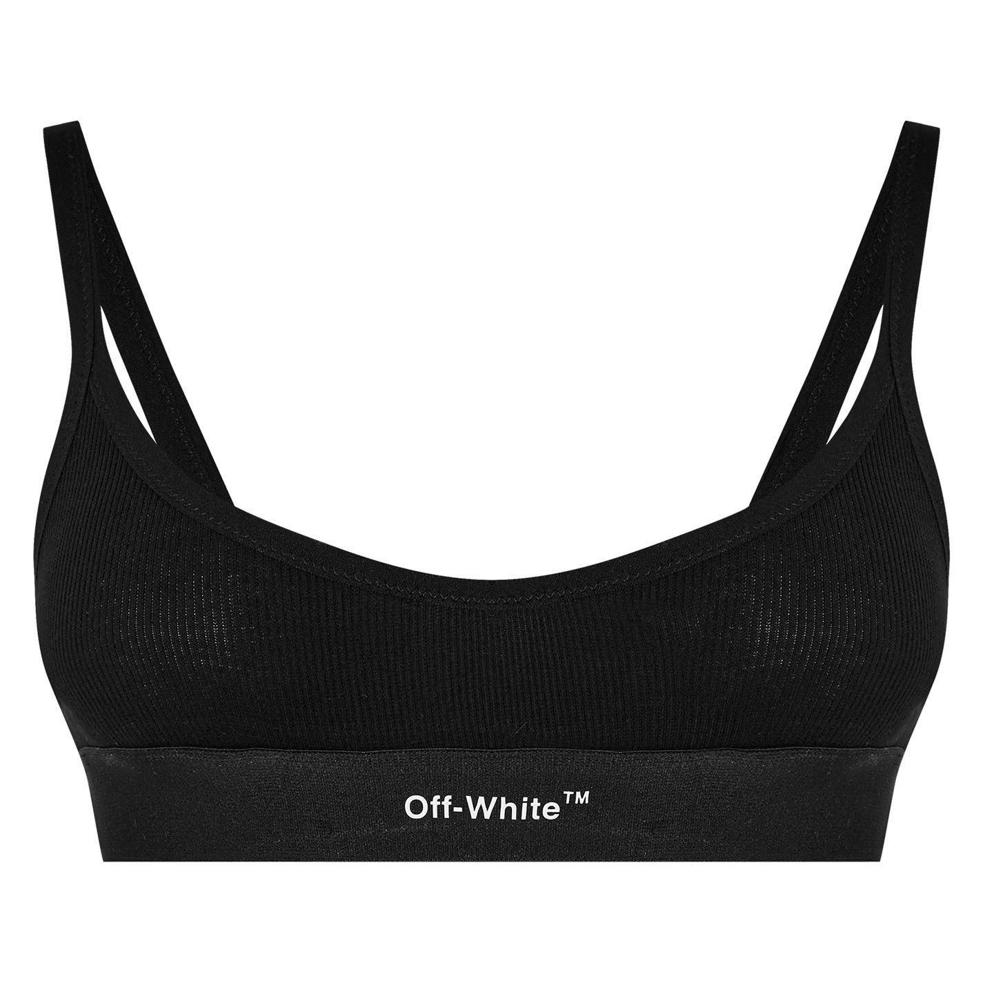 Off-White o1g2r1mq0225 Size: XS / Helvetica Logo Basic Rib Bra Black Size ONE SIZE - 1 Thumbnail