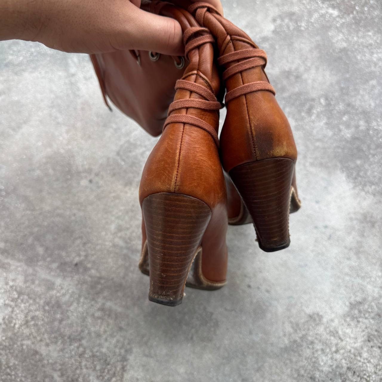 Dries Van Noten × Vintage Dries Van Noten Vero Cucio Vintage Leather Heel Boots Size US 7 / IT 37 - 17 Thumbnail