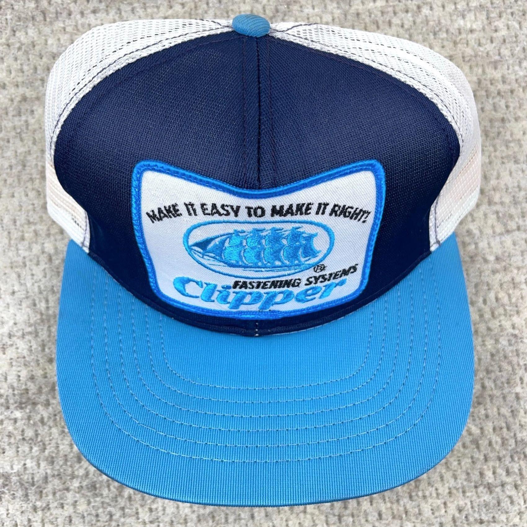 Vintage VINTAGE Swingster Trucker Hat Cap Snapback USA 80s Clipper Pirate Ship Boat Men One Size Blue Cotton Twill Adjustable Size ONE SIZE - 3 Thumbnail