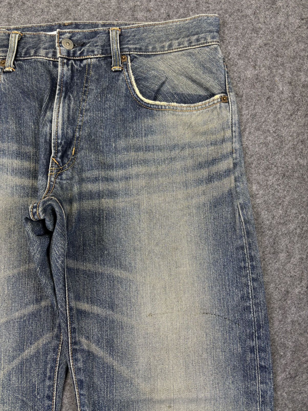 Edwin 💥Wide💥Sick Edwin 451 Mud Wash Raw Fades Denim F954 Size US 35 - 3 Thumbnail