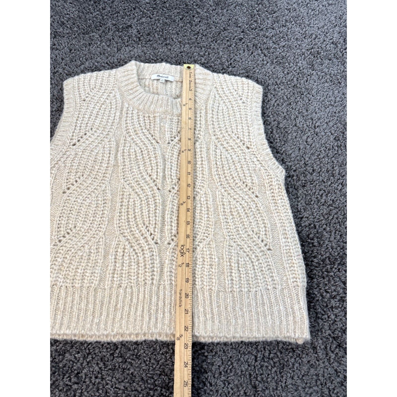 Madewell Madewell Vest Women Sleeveless Pointelle Cable Knit Sweater Small Ivory Size S / US 4 / IT 40 - 2 Thumbnail